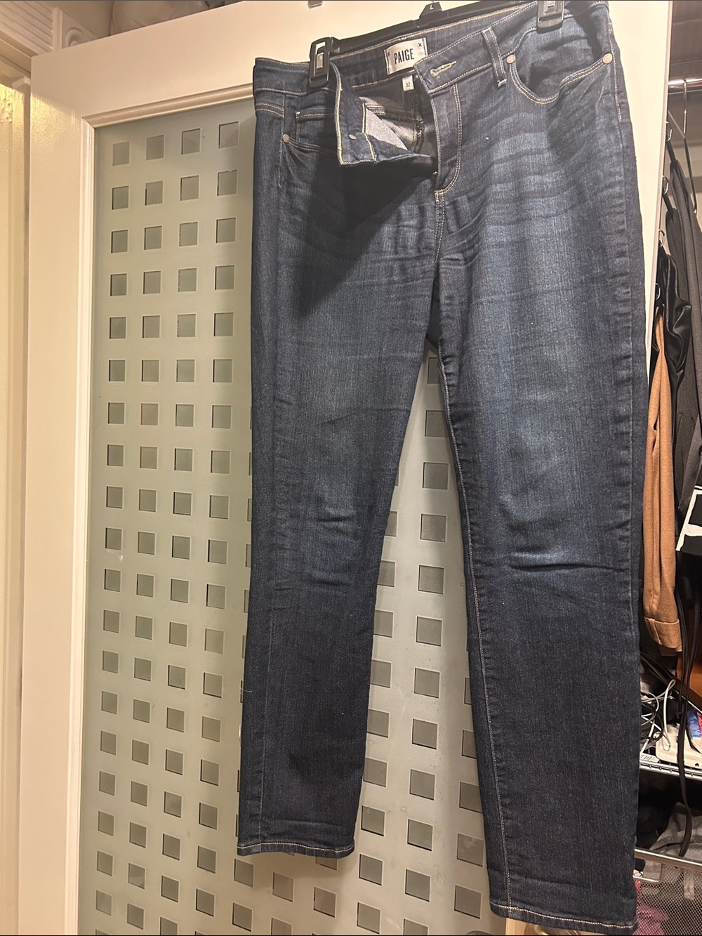 PAIGE “Kylie” Crop Slim Straight Ankle Jeans - dark indigo